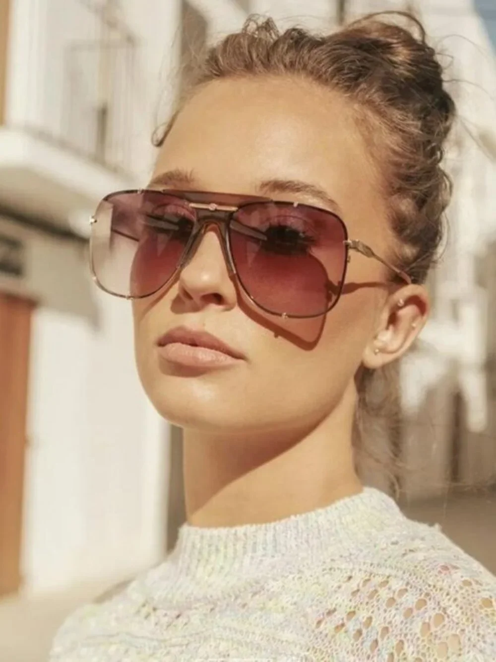 Gucci GG0739S 002 Aviator Sunglasses - Gold / Brown